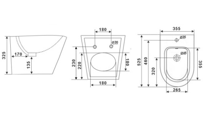 Биде Timo INARI TK-504 MB подвесное черное матовое Биде Timo INARI TK-504 MB подвесное черное матовое