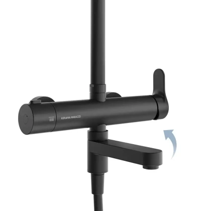 Душевая колонна FONTE на 3 потока с пов.изливом и механическим смесителем, черный матовый