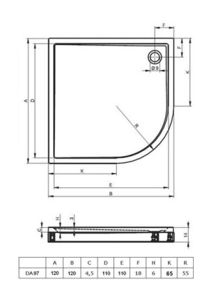 Акриловый душевой поддон Riho Davos 285 100x100 белый R55 + панель DA9300500000000