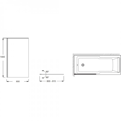 Шторка на ванну Jacob Delafon Struktura E6D042-GA 140х80, шт