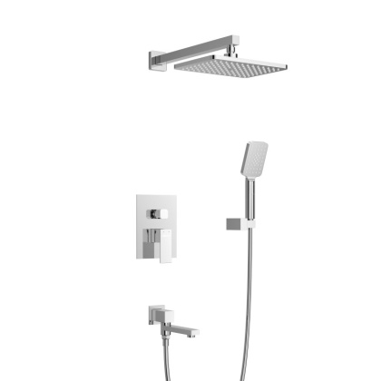 SLIDER-VDSET-01 Душевой комплект встраиваемый с изливом (смеситель, верхний душ, ручной душ со шлангом, излив, штуцер с держателем), хром