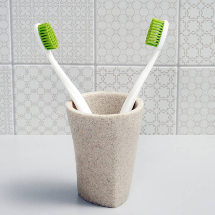 Стакан для зубных щеток Ohre, 7,8х10,3х7,8 см, бежевый, K-37728