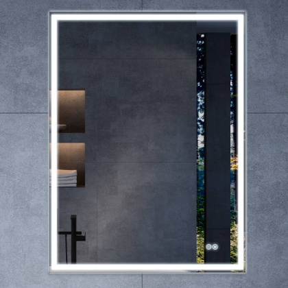 Зеркало LED VLM-3VN600-2 600х800 c сенсорным выключателем и диммером, антизапотевание Зеркало LED VLM-3VN600-2 600х800 c сенсорным выключателем и диммером, антизапотевание