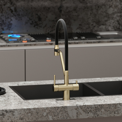 Смеситель для кухни SANCOS Dora с возможностью подключения фильтра для воды, цвет брашированное золото, арт. SC4003BG Смеситель для кухни SANCOS Dora с возможностью подключения фильтра для воды, цвет брашированное золото, арт. SC4003BG