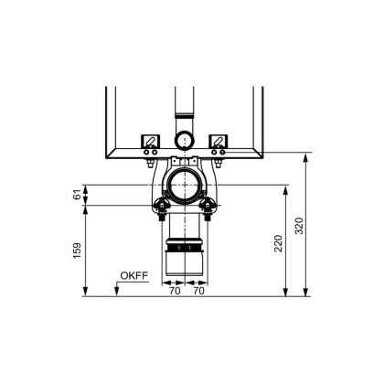 Монтажный комплект TECEone для установки с застенным
модулем TECEbox со смывным бачком Uni
