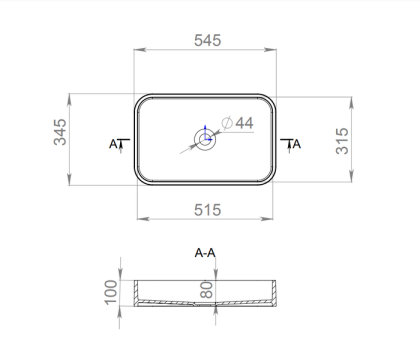 Раковина Salini CALLISTA 104 1101204SMRH S-Stone покраска по RAL снаружи, накладная, матовая