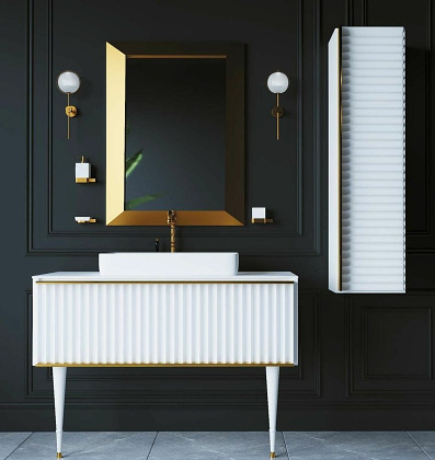 Пенал Canale белый+золото без ножек_Комплект 846-WG Boheme