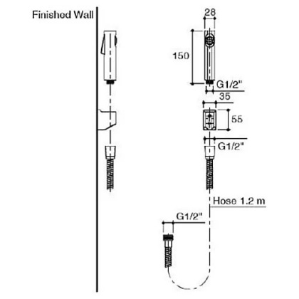 Гигиенический душ Jacob Delafon Cuff E98100-CP, шт