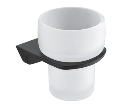 Подстаканник одинарный Elbe, 8,4х10х10,4 см, белый и черный, K-7228