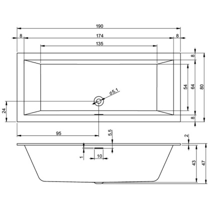 Акриловая ванна RIHO RETHINK CUBIC 190x80 R-PLUG & PLAY