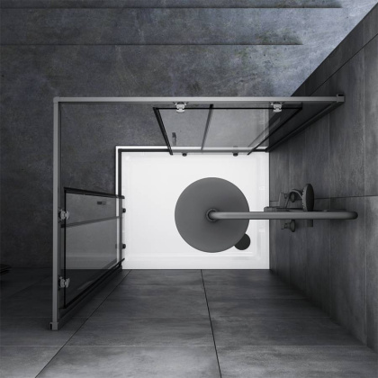 W93G-404-100280-BT Gem S душ.ограждение 100х80 прям.,стекло прозрачное, профиль Черный мат.,без подд