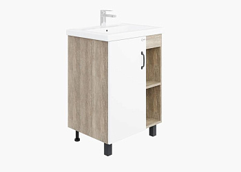 Тумба Onika Тимбер 60 напольная, белая мат./дуб сонома (ум. Фостер 60)