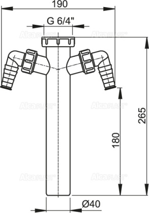 Патрубок с накидной гайкой 6/4" и двумя штуцерами