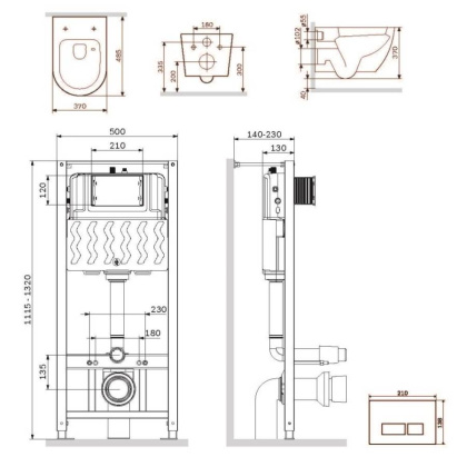 IS47038.801900 Инсталляция с клавишей Pro S черн мат с подвесным унитазом Like Aquaspin с сид м/лиф