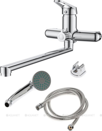 OneLife P11-218cr полимерный смеситель для ванны/душа с длинным изливом с душевым набором, хром