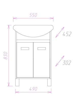 Тумба Onika Гамма 55 напольная, ясень шимо/венге (ум. Erica 55)