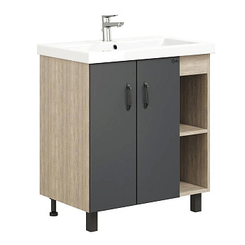 Тумба Onika Тимбер 80 напольная, серая мат./дуб сонома (ум. Фостер-80/Como-80)