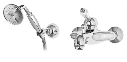 VINTAGE-VDM-01-Sw-N Смеситель для ванны и душа с ручным душем Исполнение: Хром, Ручки: Swarovski Nero 