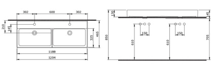 Раковина Bocchi Milano две чаши 1393-001-0126 белая