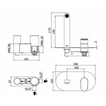 Смеситель для раковины Paffoni Candy CA104CR (с внутренней частью)