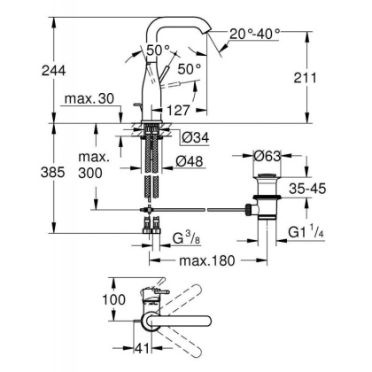 Смеситель для раковины Grohe Essence New 32628001 хром Смеситель для раковины Grohe Essence New 32628001 хром