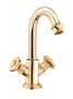 APHRODITE-LS2-03/24-Sw Смеситель на раковину с донным клапаном,  исполнение  золото, ручки Swarovski