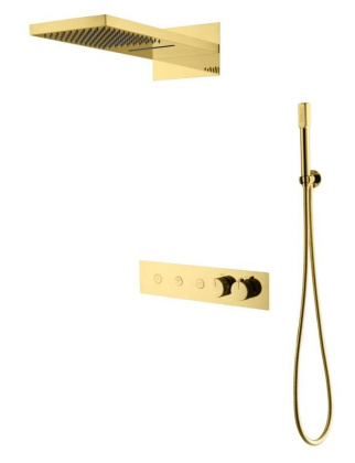 Встроенная душевая система FUSION с термостатом, трехпозиционная GOLD Встроенная душевая система FUSION с термостатом, трехпозиционная GOLD