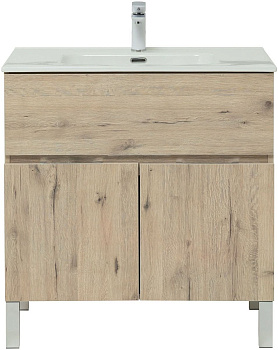 Тумба под раковину Aquanet Алвита New 80 1 ящик, 2 дверцы, дуб веллингтон белый