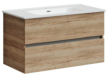 Тумба подвесная SANCOS Urban 890х450х550, c двумя ящиками оснащенными доводчиками, дуб галифакс натуральный , арт. UR90EG