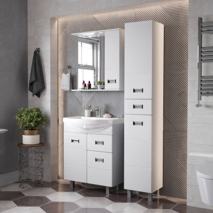 Шкаф-зеркало Onika Балтика 67 белый, правый, с подсветкой