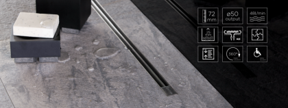 13100033 Линейный трап 650 мм CONFLUO PREMIUM SLIM LINE, ультратонкая модель с дизайн-вставкой Slim Исполнение: Матовый хром 