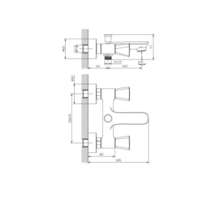 Смеситель для ванны с коротким изливом RUSH Andros (AN2435-44)
