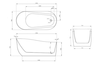 Акриловая ванна Abber 170х78 AB9491-1.7