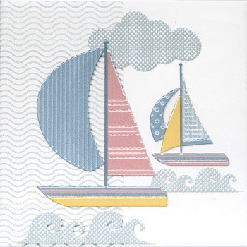 Керамический декор VT\A377\5009 Бон Вояж голубой (20см*20см*6,9мм) (10шт/0,4м2) Парусник, шт