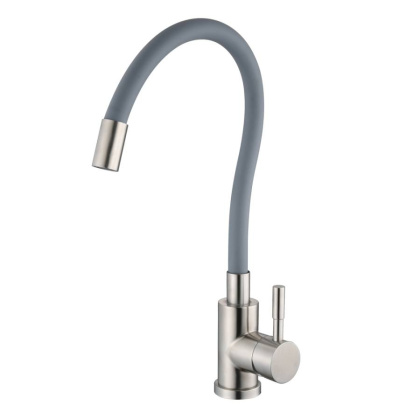 Смеситель серый излив д/кухни нерж сталь с гибким изливом BALEAR, арт.13435-3BLG