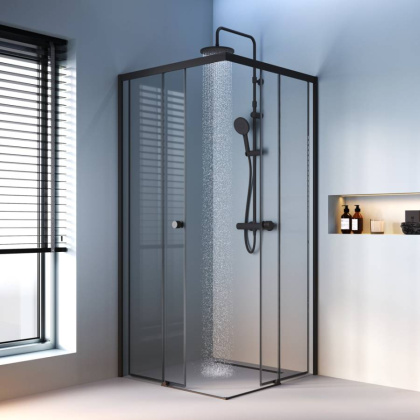 W94G-403-9090-BТ Душевое ограждение X-Joy Square Slide 90х90, Черный, прозрачное
