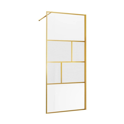 Душевая перегородка Walk-In VSW-1HC120CFBG, 1200*2000, браш. золото, стекло прозрачное/рифленое