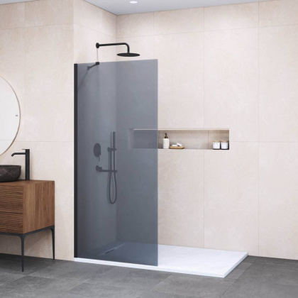 Душевая перегородка 140*195 RGW WA-110-B Чёрный/Тонированное(серое)/8 мм