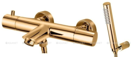 Смеситель для ванны Paffoni Light LIQ023HG с душем, золото медовое