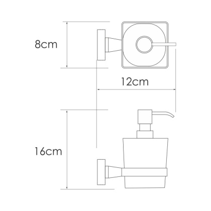 Дозатор для жидкого мыла Rhin, 8х16х12 см, хром, K-8799
