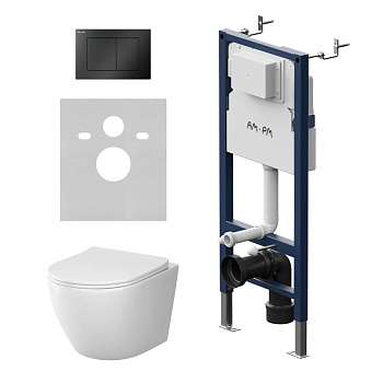IS90238.801900 Инсталляция с клавишей PrimeFit S, мат.черный, с подвесным унитазом Like Aquaspin с сид м/лифт