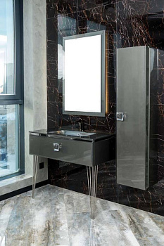 Столешница стекло 80см моноблок Глянцевый Графит Столешница стекло 80см моноблок Глянцевый Графит