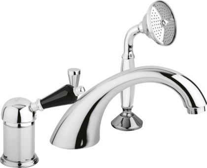 VINTAGE-BVDM-01-Sw-N Смеситель на борт ванны Исполнение: Хром, Ручки: Swarovski Nero 