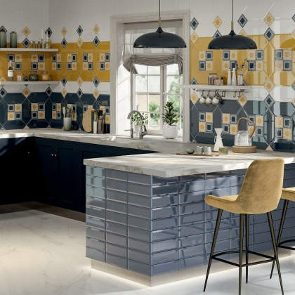 Плитка настенаая 35020 Алмаш синий/голубой (34см*14см*0,92мм) (19шт/0,709м2) глянцевый, м2