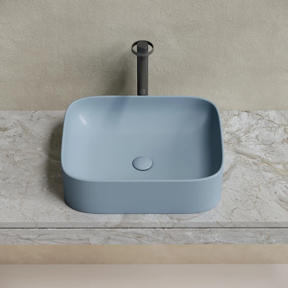 Умывальник чаша накладная прямоугольная (цвет Серо-Голубой Матовый) Element 505*380*150мм