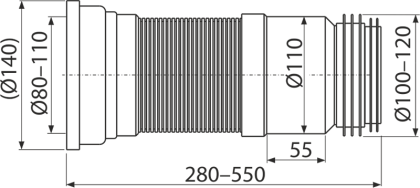 Гибкая подводка для выпуска унитаза