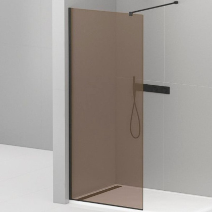 LIBERTA-L-1-80-120-BR-NERO Душевая перегородка с односторонним входом, стекло бронза, профиль чёрный, 800x1200x1950 мм LIBERTA-L-1-80-120-BR-NERO Душевая перегородка с односторонним входом, стекло бронза, профиль чёрный, 800x1200x1950 мм