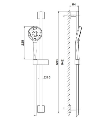 Душевая стойка FUTURA c лейкой и шлангом, хром Душевая стойка FUTURA c лейкой и шлангом, хром