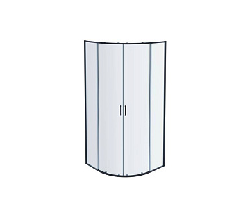 AQ ARI RO10020BL Душевой уголок 1/4 круга, двери раздвижные 1000x1000x2000, профиль черный, стекло прозрачное