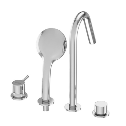 LEAF-BVDM4-L-GM Смеситель на борт ванны врезной, на 4 отверстия, исполнение Gunmetal PVD